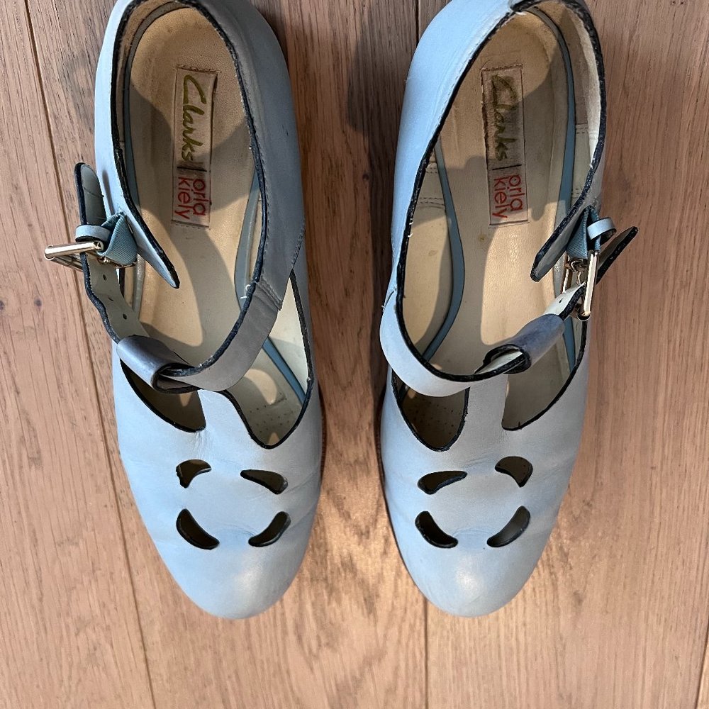 Orla Kiely (for Clarks) Light Blue Mary Janes